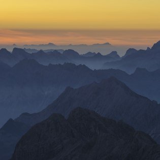 Blick von der Zugspitze bei Garmisch-Partenkirchen in Richtung Karwendel, © Alpenwelt Karwendel | Wolfgang Ehn