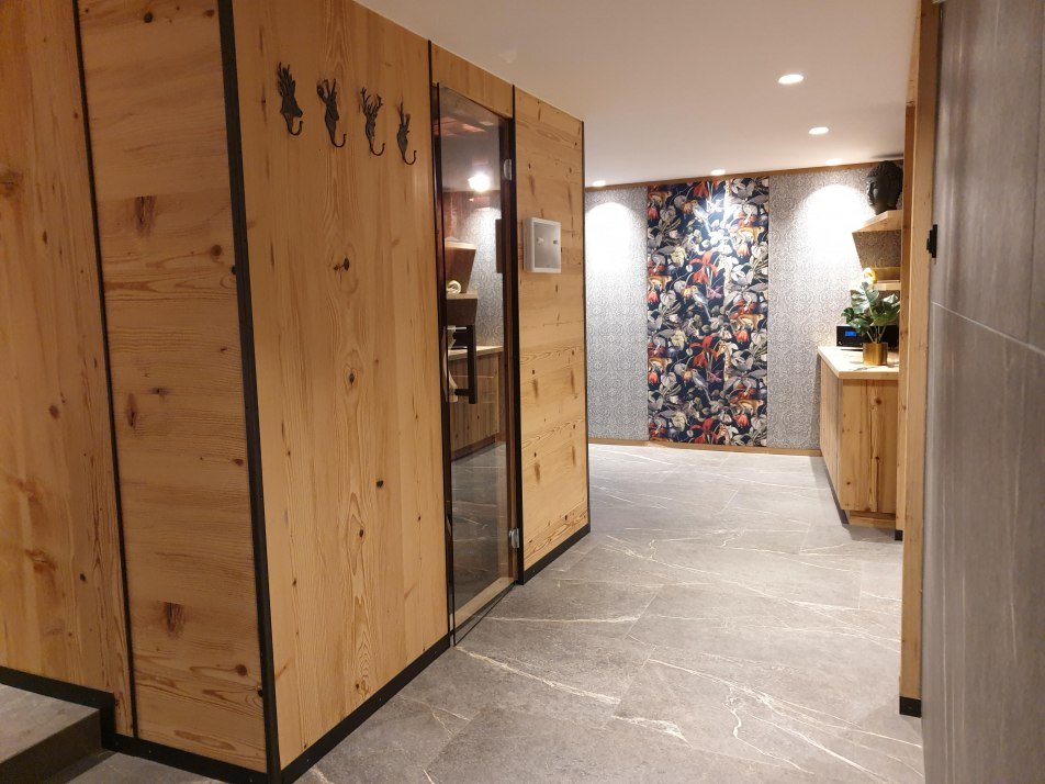 spacious wellness area with sauna