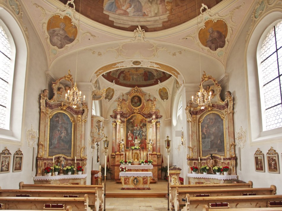 Kirche St. Sebastian in Krün von innen, © Alpenwelt Karwendel|Christoph Schober