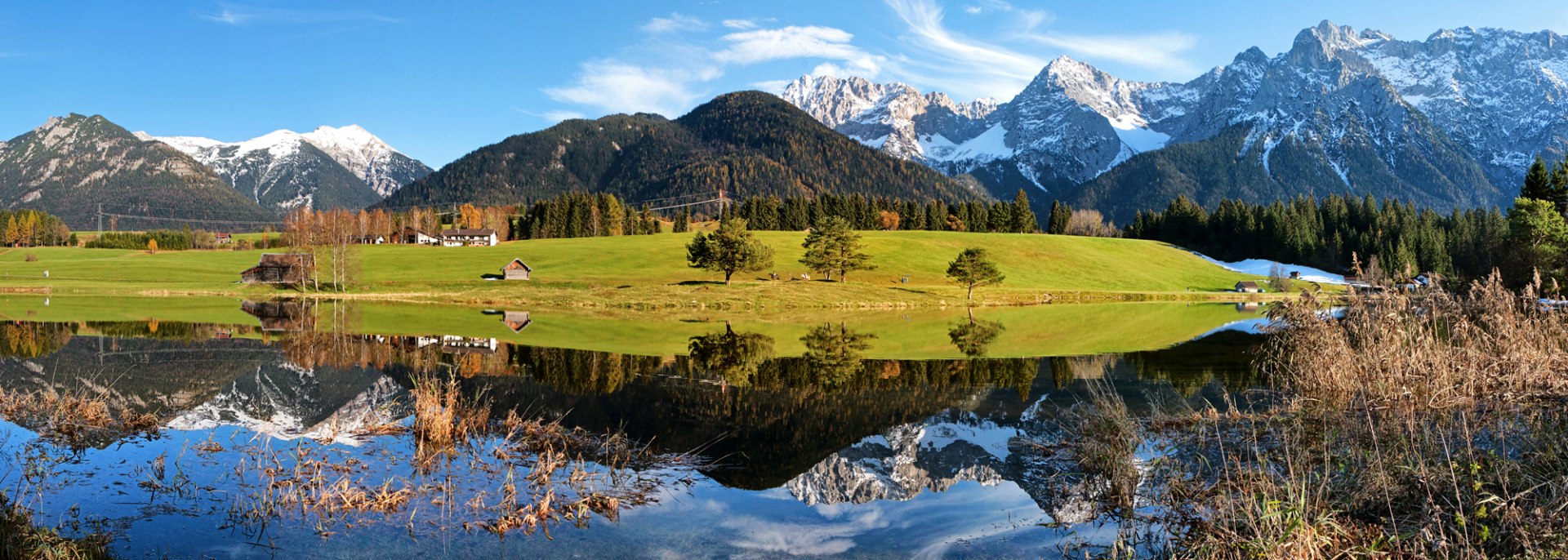 Blick über den Schmalensee im Frühling mit Karwendel, © Alpenwelt Karwendel | Wera Tuma