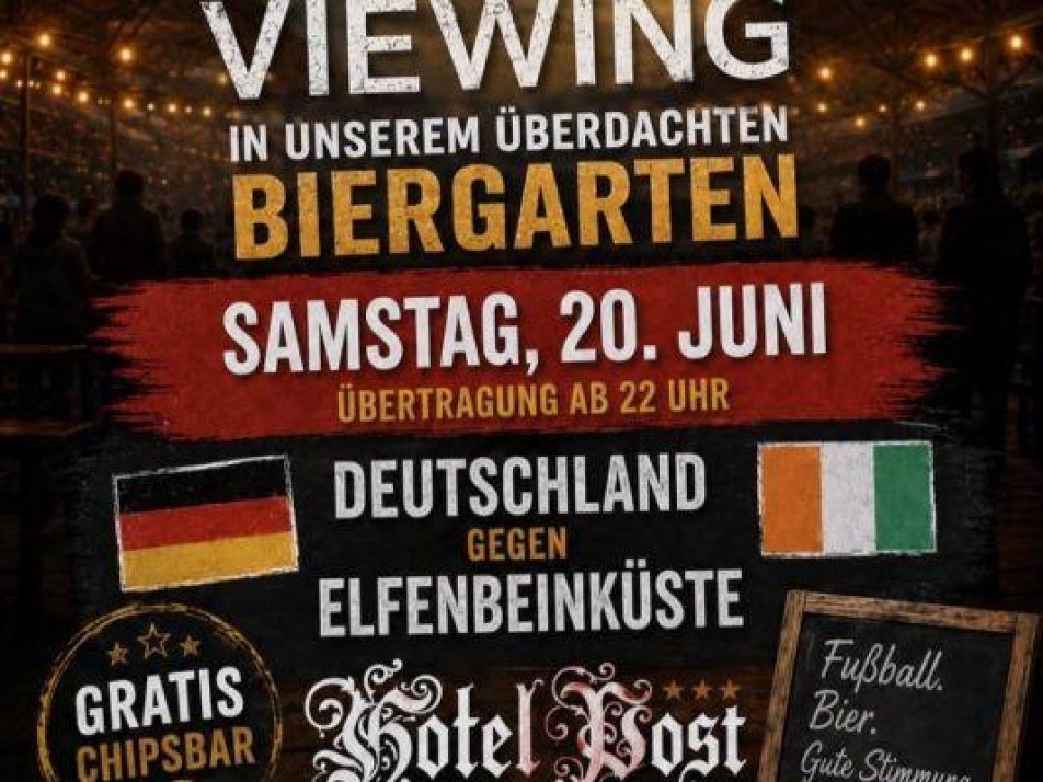 Public Viewing WM 2026 im Biergarten, © Gasthof Zur Post Public Viewing WM 2026 im Biergarten, © Gasthof Zur Post