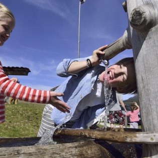 Auf dem Krüner Spielplatz im Grieß - Flößerspielplatz für Kinder, © Alpenwelt Karwendel | Philipp Gülland