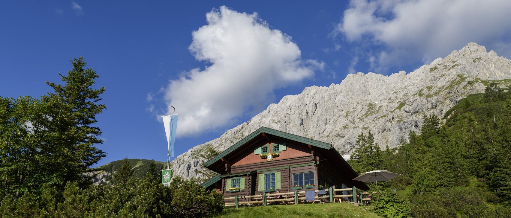 Hochlandhütte Sommer, © Alpenwelt Karwendel | Wolfgang Ehn