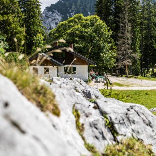 Die Vereiner Alm erreichen Sie relativ einfach  - ein schöne Hütte zwischen Soiern und Karwendel, © Zugspitz Region GmbH | Erika Sprengler