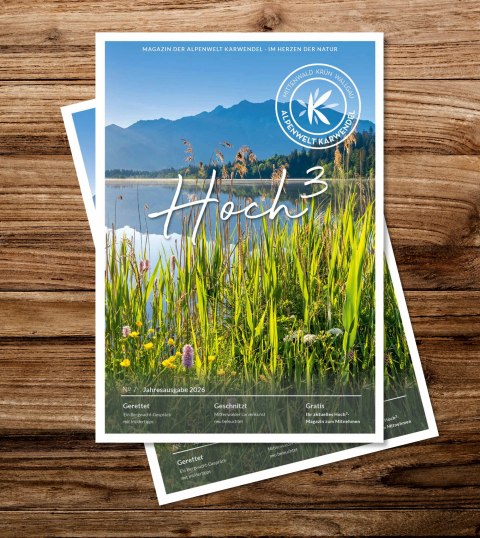 Cover Hoch³ Magazin 2026, © Alpenwelt Karwendel | karlmeise