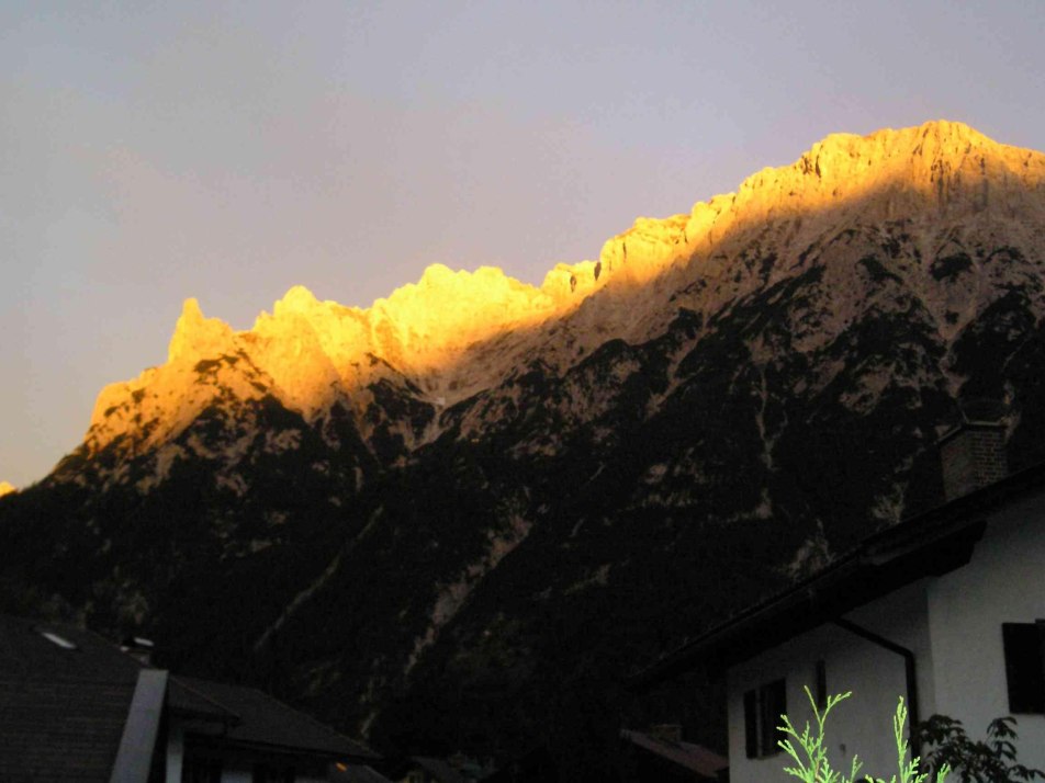 Abendrot über dem Karwendel, Blick Terrasse