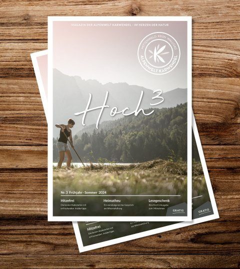 Cover Hoch³ Frühjahr-Sommer 2024, © Alpenwelt Karwendel | karlmeise | Coverbild: Philipp Gülland