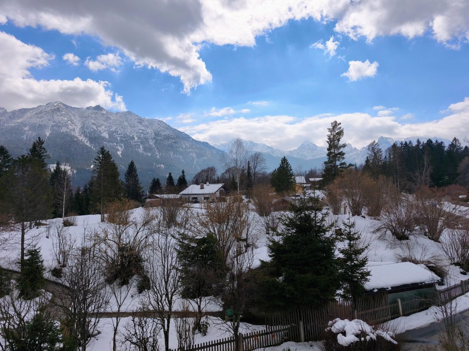 Blick vom Balkon Winter Ferienwohnung Soiernblick