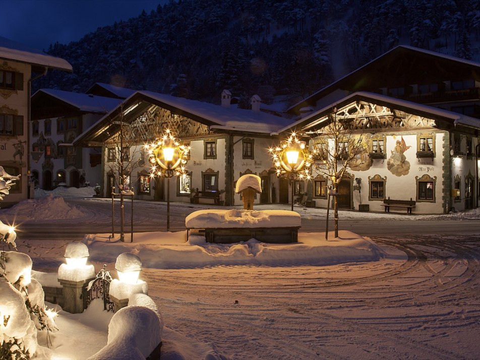 Dorpflatz in Wallgau im Winter, © Alpenwelt Karwendel| Hubert Hornsteiner