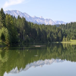 Grubsee mit Bergblick, © Alpenwelt Karwendel | Gregor Lengler