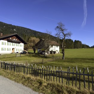 Saftig grüne Wiesen im Krüner Ortsteil Gerold, © Alpenwelt Karwendel | Stefan Eisend