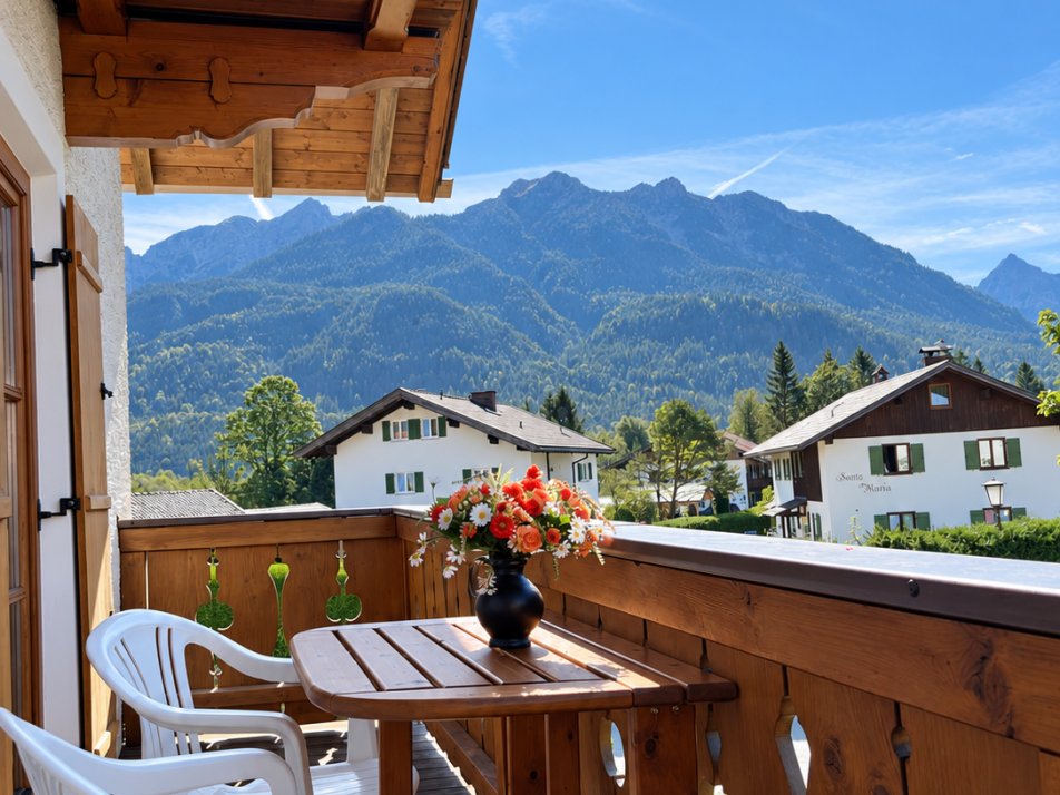 Balkon mit Bergblick