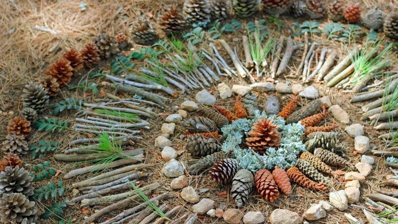 Ein Waldmandala aus selbst gesammelten Wand-Utensilien, © shutterstock