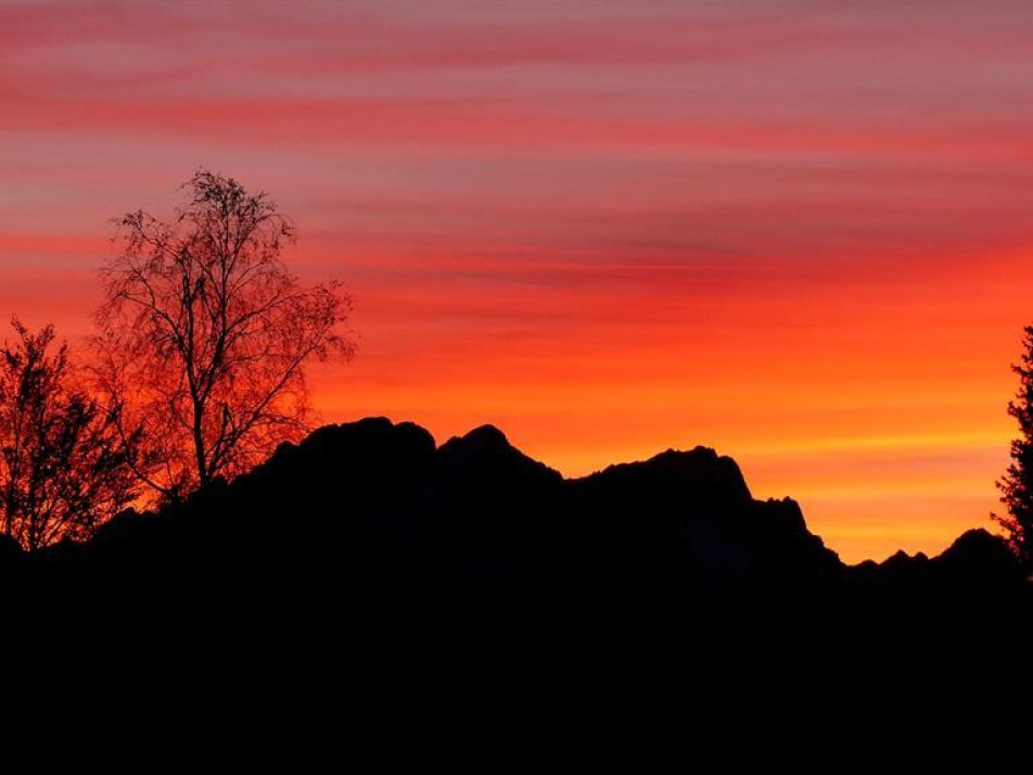 Abendrot,Aussicht vom Balkon